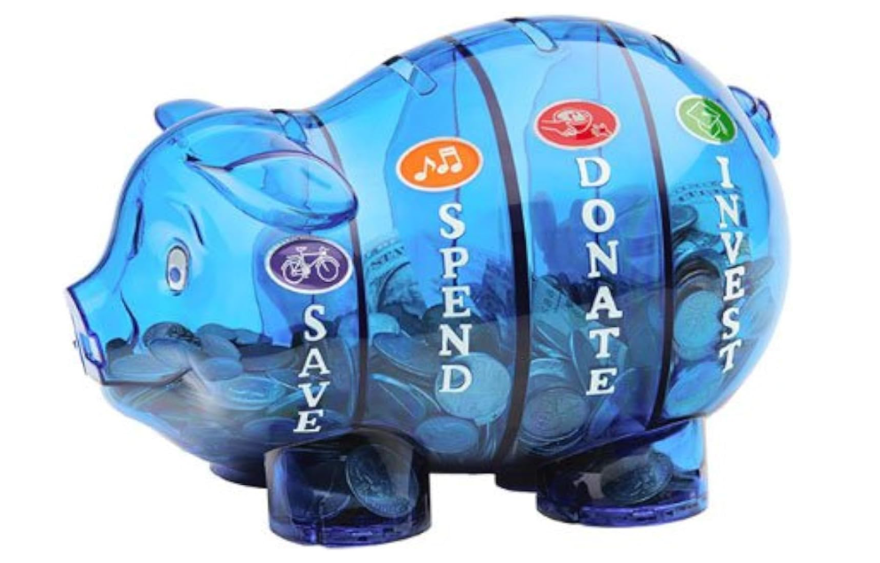 Picture of kids piggy bank, money savvy pig - blue