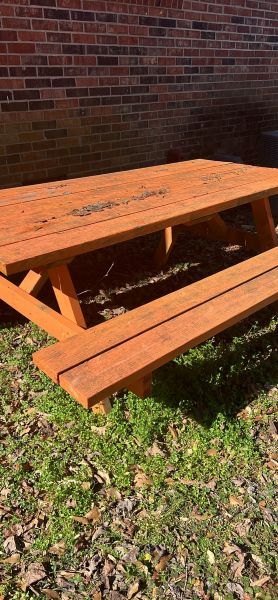 sturdy wood picnic table - painted orange