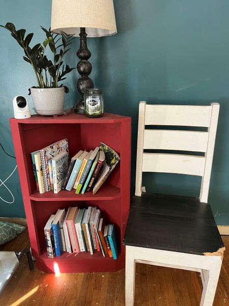 small corner bookshelf