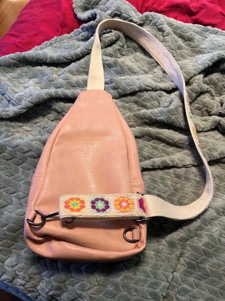 pink leather crossbody bag