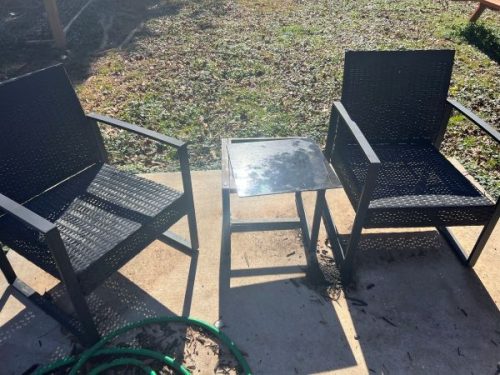 black wicker patio set