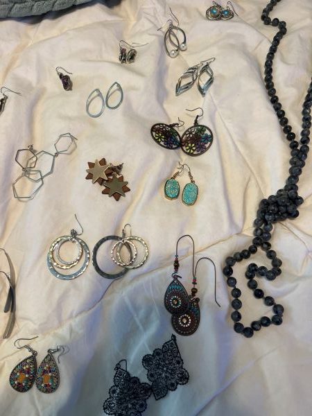 costume jewelry - earrings and necklaces